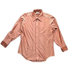 Vintage Di Lorenzo Qiana Nylon Button Shirt Mens Large 16 32-33 Long Sleeve